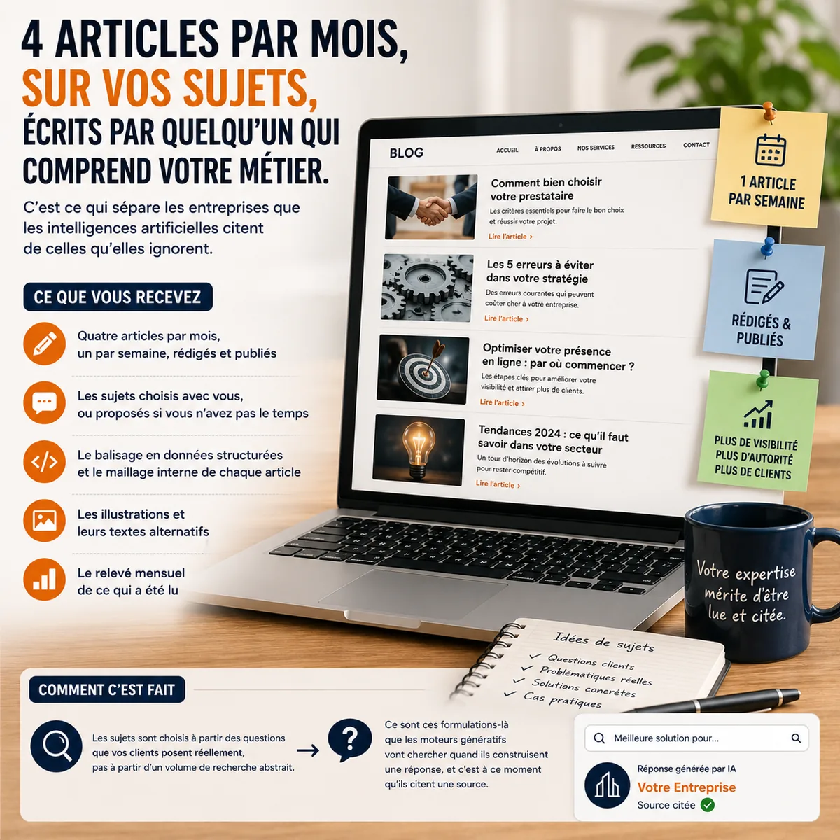 Rédaction de blog, un article par semaine