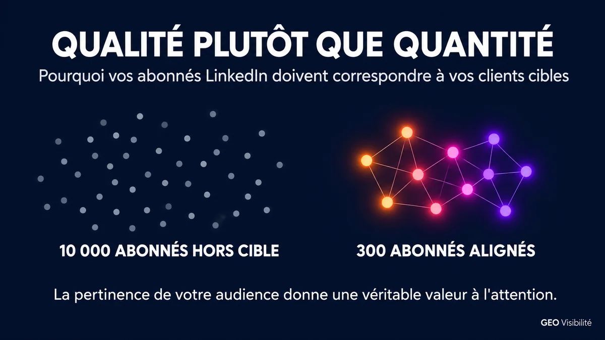 Illustration : audience LinkedIn ciblée plutôt que nombre d'abonnés